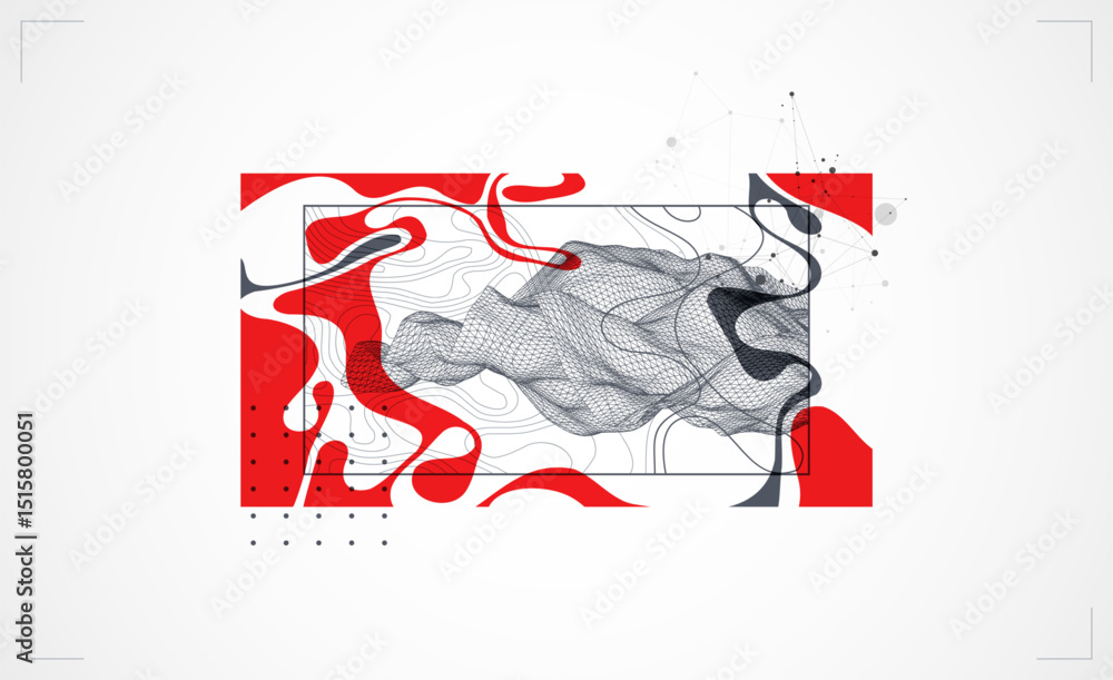 Poster abstract art wireframe background. modern science or technology art elements. surface illustration. 