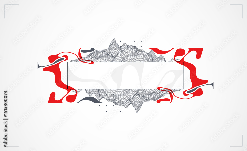 Aufkleber Abstract art wireframe background. Modern science or technology art elements. Surface illustration. Hand made vector.