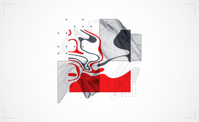 Abstract art wireframe background. Modern science or technology art elements. Surface illustration. Hand made vector.