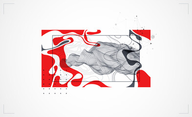 Abstract art wireframe background. Modern science or technology art elements. Surface illustration. Hand made vector.