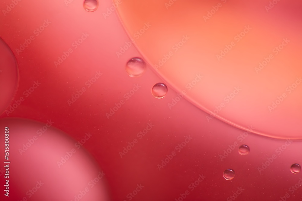 Poster red abstract world with floating bubbles