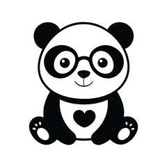 cute panda bear wearing sunglasses vector illustration sitting on white background