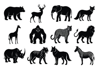 Wild Animal Silhouette Vector Bundle 