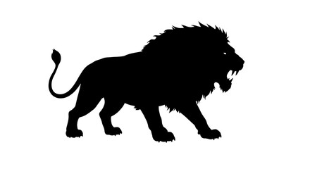 Naklejka premium vector art line of angry lion with fire effect and siluet effect suitable for mockup and logo product of team isolated white background