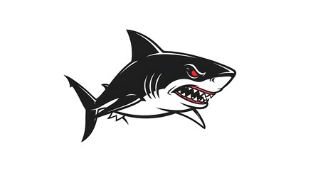 Fototapeta premium vector art line of angry shark with fire effect and siluet effect suitable for mockup and logo product of team animated theme isolated white background