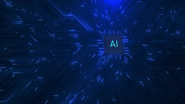 Artificial Intelligence Technology Background Systems Circuit Boards. Ai chipset circuit board futuristic technology Futuristic AI Chip Circuit Board Data Cyberspace Computing Power Advanced Processor
