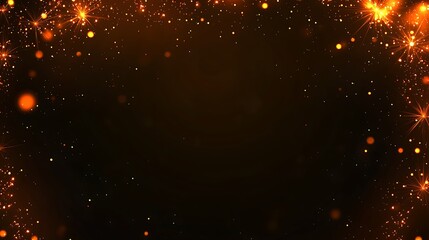 Fototapeta premium Rising ember sparks glowing from flame-edged border, vivid orange particles floating above a bright fiery frame with dark contrast