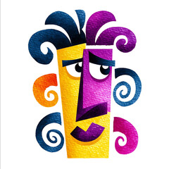 Flat vector caricaturestyle head from a Fallas sculpture bold facial features whimsical style isolated on white