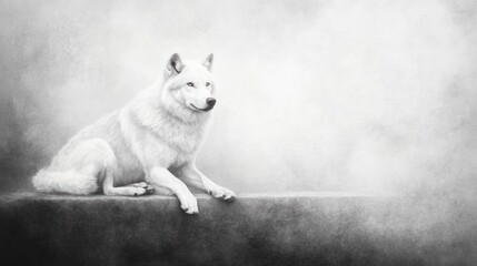 Majestic Arctic Wolf in Monochromatic Serenity