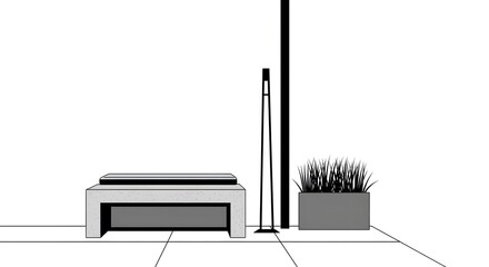 Fototapeta premium Minimalist Outdoor Furniture Scene