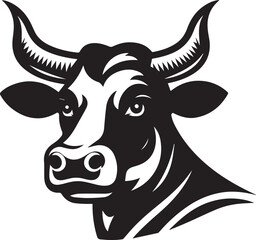 Minimalist Black and White Cow Vector Illustration 