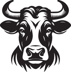 Minimalist Black and White Cow Vector Illustration 