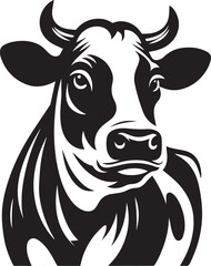 Minimalist Black and White Cow Vector Illustration 