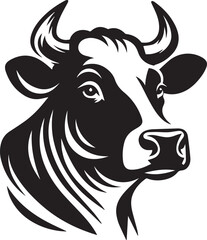 Minimalist Black and White Cow Vector Illustration 