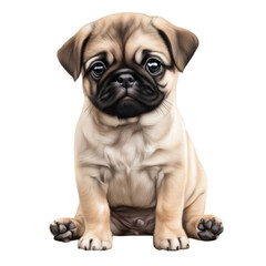 Obraz premium Cute Pug Puppy Adorable with Isolated, Charming, Animal, Dog, and Portrait.