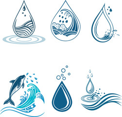 water logo vector illustration icon, element nature 
