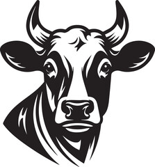 Minimalist Black and White Cow Vector Illustration 