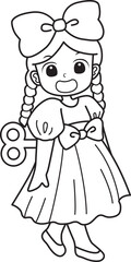 Coloring pages of kids costume in halloween party.