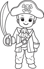 Coloring pages of kids costume in halloween party.