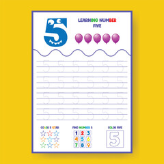 Number Four Worksheet for Kids Counting and Handwriting Practice