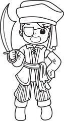Coloring pages of kids costume in halloween party.