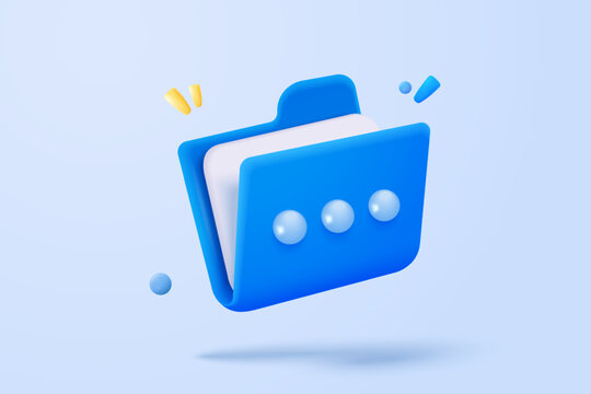 3d folder and paper for management file, document efficient work on project plan concept. Document cartoon style minimal folder with files icon. 3d vector render on isolated pink pastel background