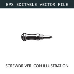 Screwdriver Icon Logo Vector Image in Black and White