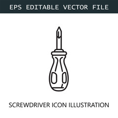 Screwdriver Icon Logo Vector Image in Black and White