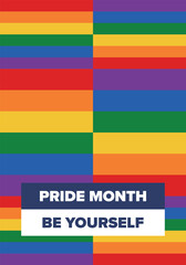 LGBT Pride Month in June. Lesbian Gay Bisexual Transgender. Celebrated annual. LGBT flag. Rainbow love concept. Human rights and tolerance. Poster, card, banner and background. Vector illustration