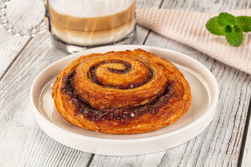 Homemade cinnabon swirl pastry with cinnamon