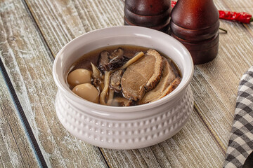 Japanese Ramen soup with duck