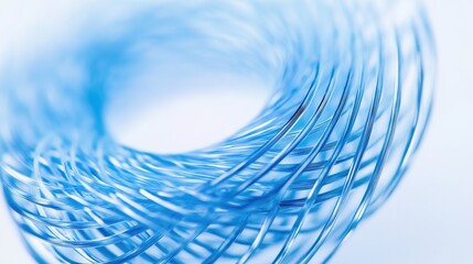 Obraz premium Light blue spiral wire pattern, abstract gradient design, soft focus, creative concept.