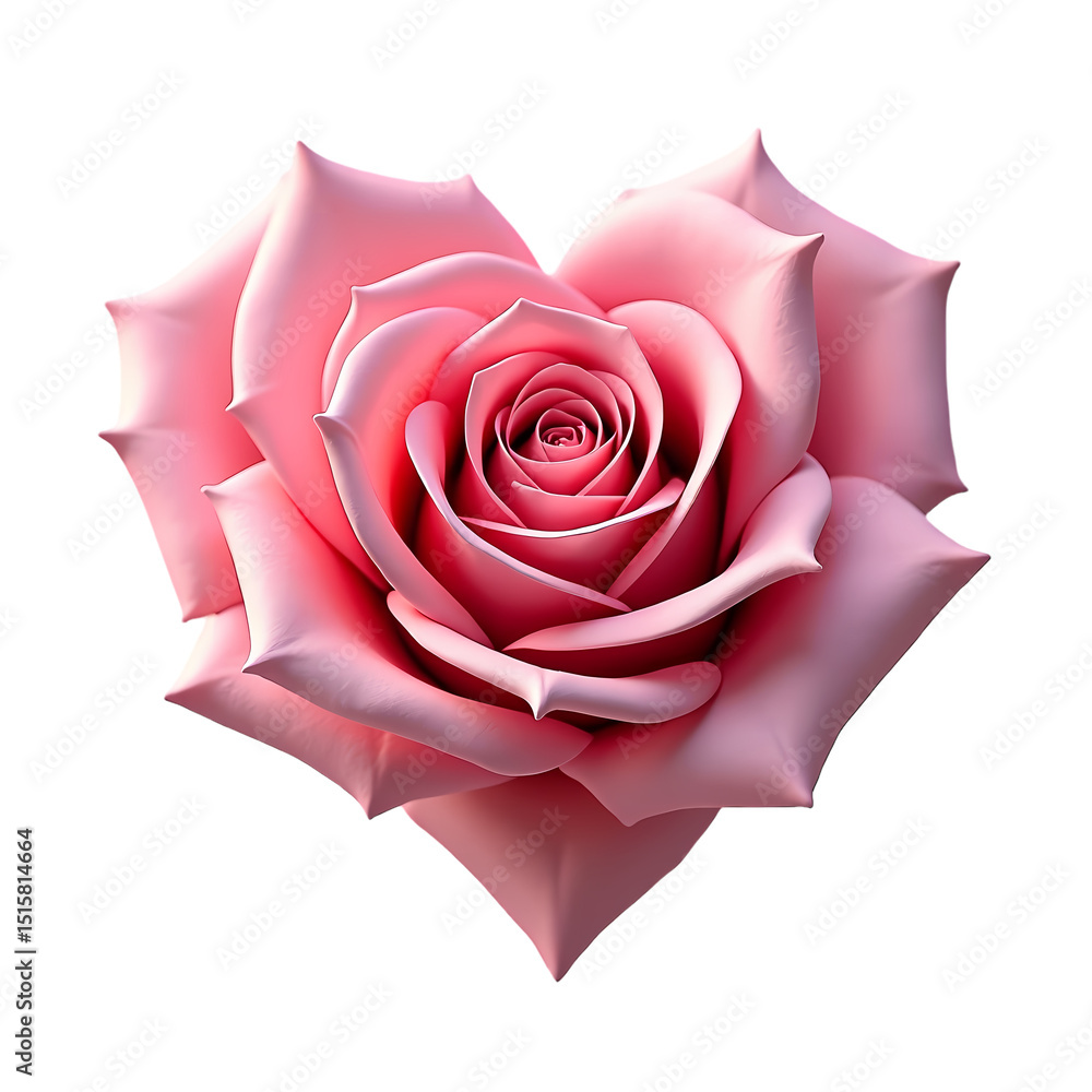 Poster a close up of a pink rose with many petals and in a setting design isolated on transparent backgroun