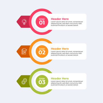 Threestep infographic with headers and description