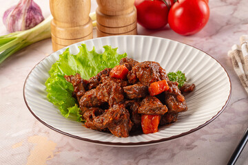 Hungarian goulash with beef meat