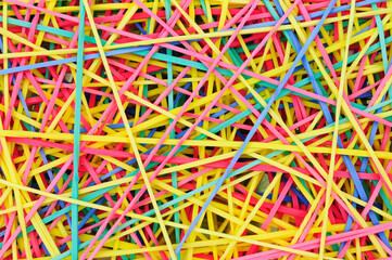 Colourful rubber elastic band abstract pattern background detail