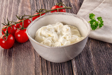 Italian delicous stracciatella young soft cheese