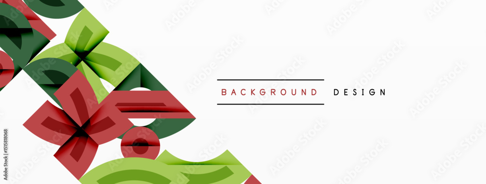Poster abstract geometric shapes, red and green hues, white space. modern design element for backgrounds, p
