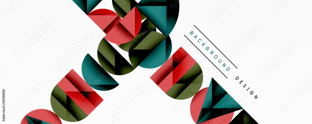 Leinwandbilder Abstract geometric pattern. Red, green, dark shapes overlap creating dynamic visual texture. Minimalist design suitable for backgrounds.