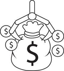 Coloring pages of money and finance collection. 