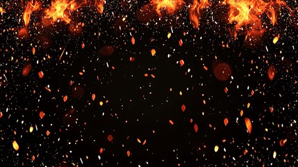 Fototapeta premium Dynamic smooth loop of bright sparks flowing horizontally, glowing ember trails streaming seamlessly on a dark black backdrop