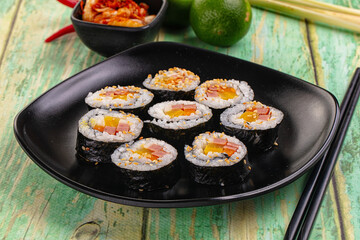 Koream homemade roll Kimbap with nori seaweed