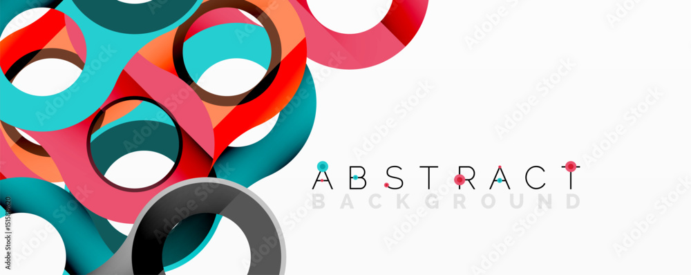 Poster colorful overlapping circles create modern abstract design. white space provides clean backdrop for 