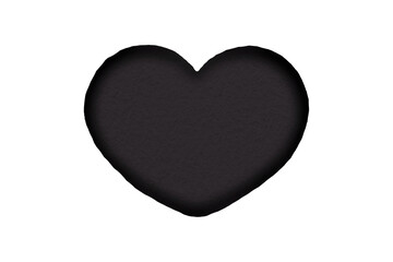 Black paper cut into a heart shape placed on a transparent background.