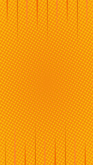 Orange halftone abstract comic vertical background with fast lines on top and bottom. Vector illustration. Suitable for comics, presentations, posters, etc.