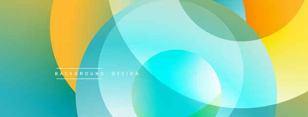 Abstract colorful shapes overlap. Gradient teal, orange hues create dynamic visual effect. Modern design element for backgrounds.