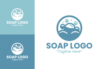 Modern Blue Soap Logo Design for Eco-Friendly Beauty and Wellness Brand
