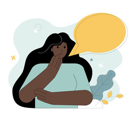 FAQ concept. Girl and bubblespeech