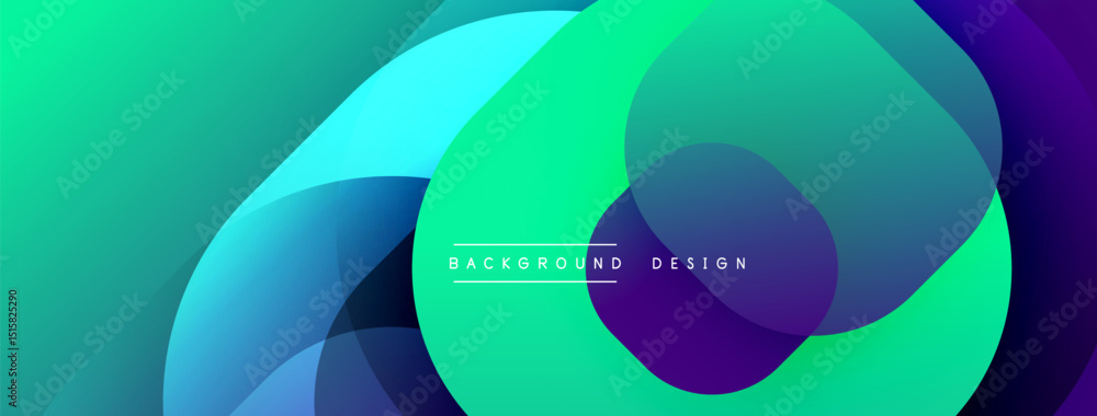 Poster Abstract vibrant gradients overlap, creating dynamic visual effect. Turquoise, purple hues dominate composition. Modern design element.