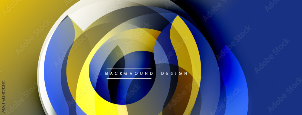 Poster Abstract concentric circles, vibrant colors blend. Modern design, dynamic composition, suitable background element. Smooth gradients create depth.